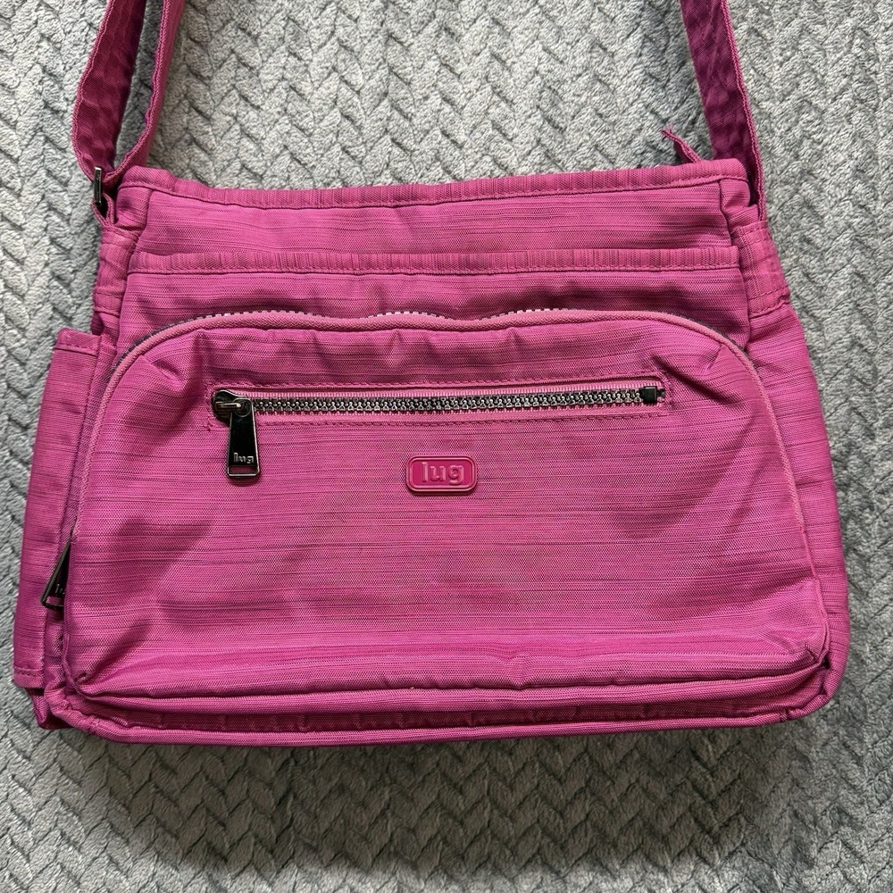 Lug Shimmy Crossbody Bag Purse Pink Adjustable‎ Strap RFID Bottle Holder Travel
